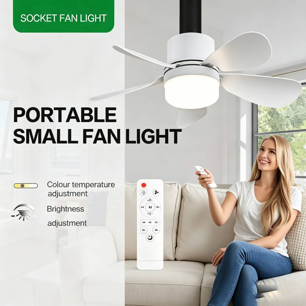Lighting Decor For Room - Socket Fan Light with Remote, Small