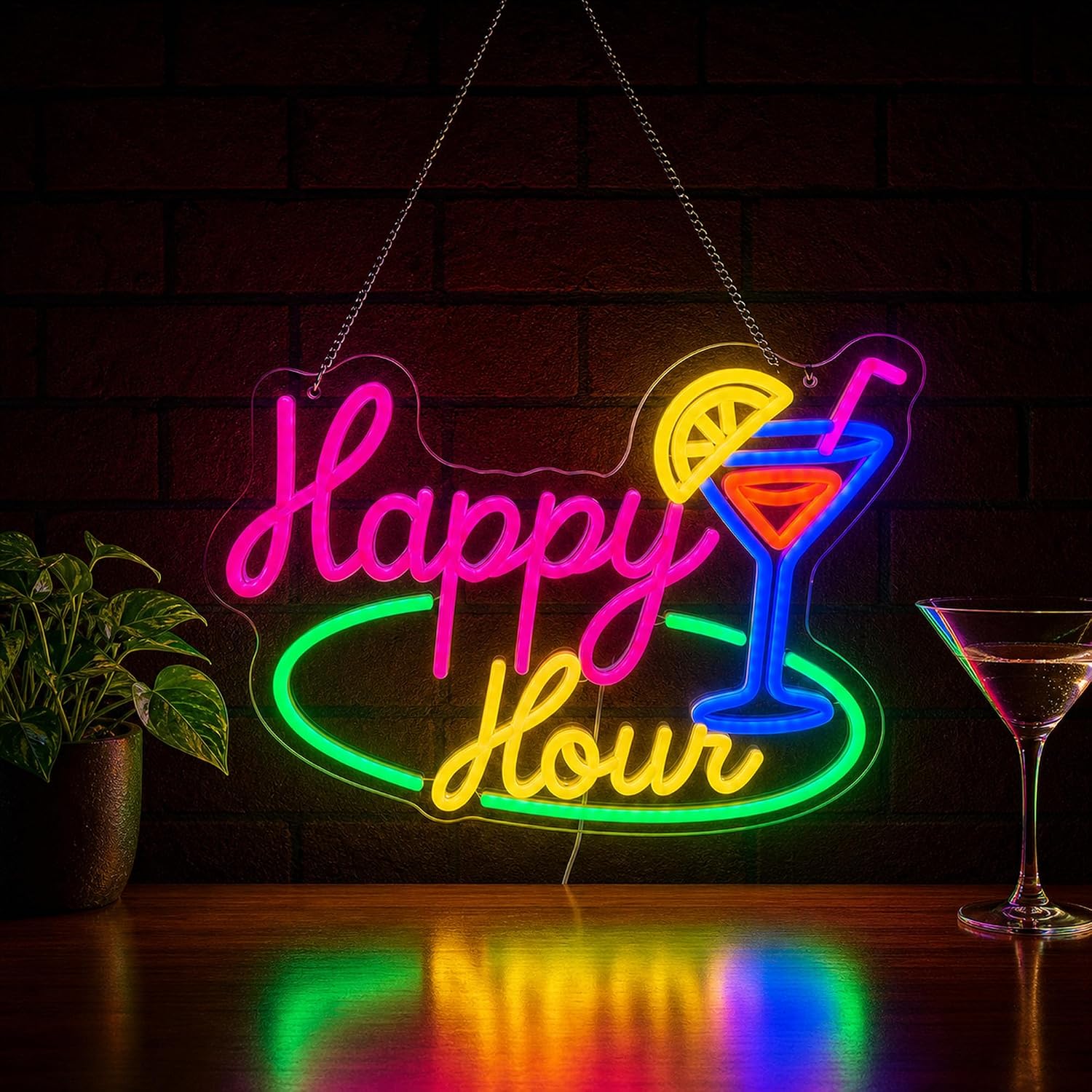 Decor Lighting Opening Hours - Happy Hour Cocktail LED Neon Sign