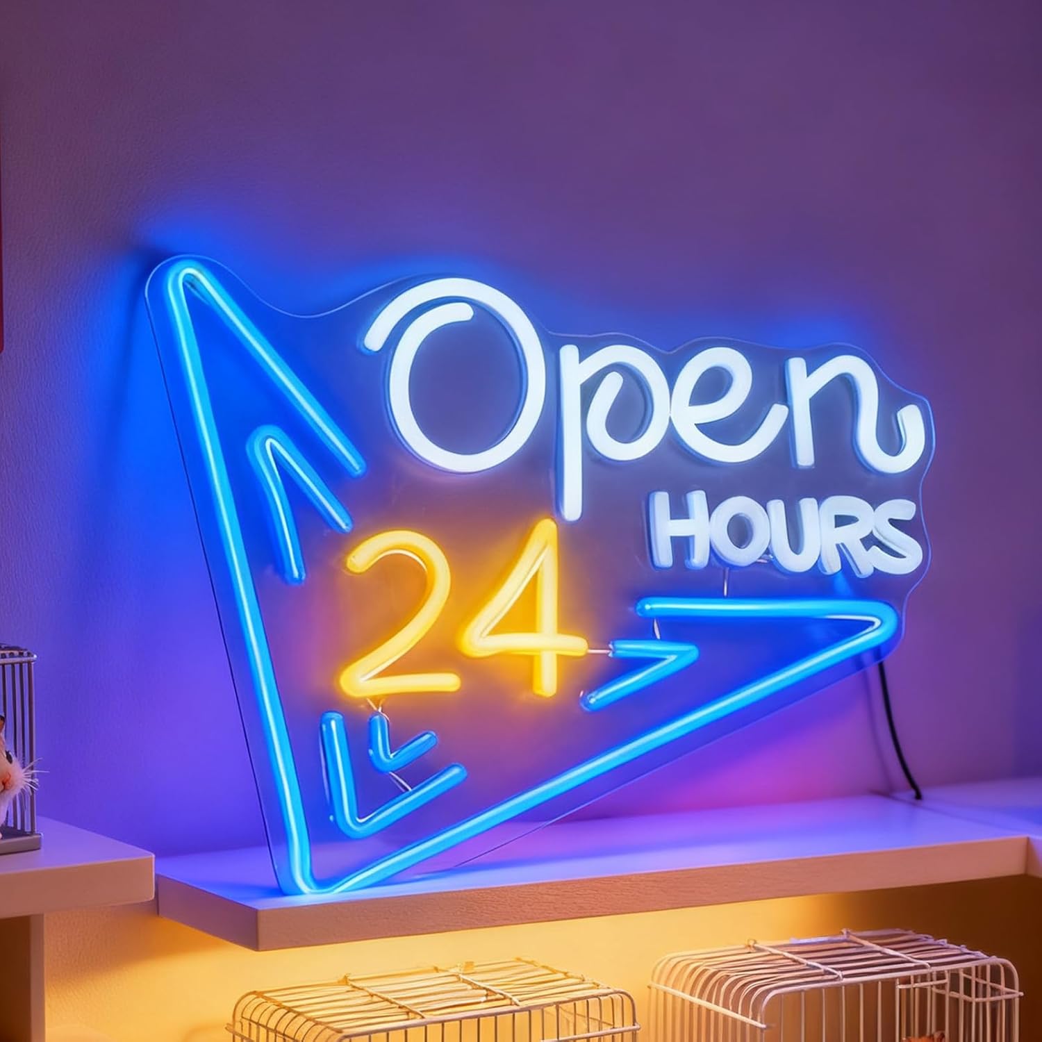  24 Hours Open Neon Sign USB  - Decor Lighting Opening Hours recension och pris