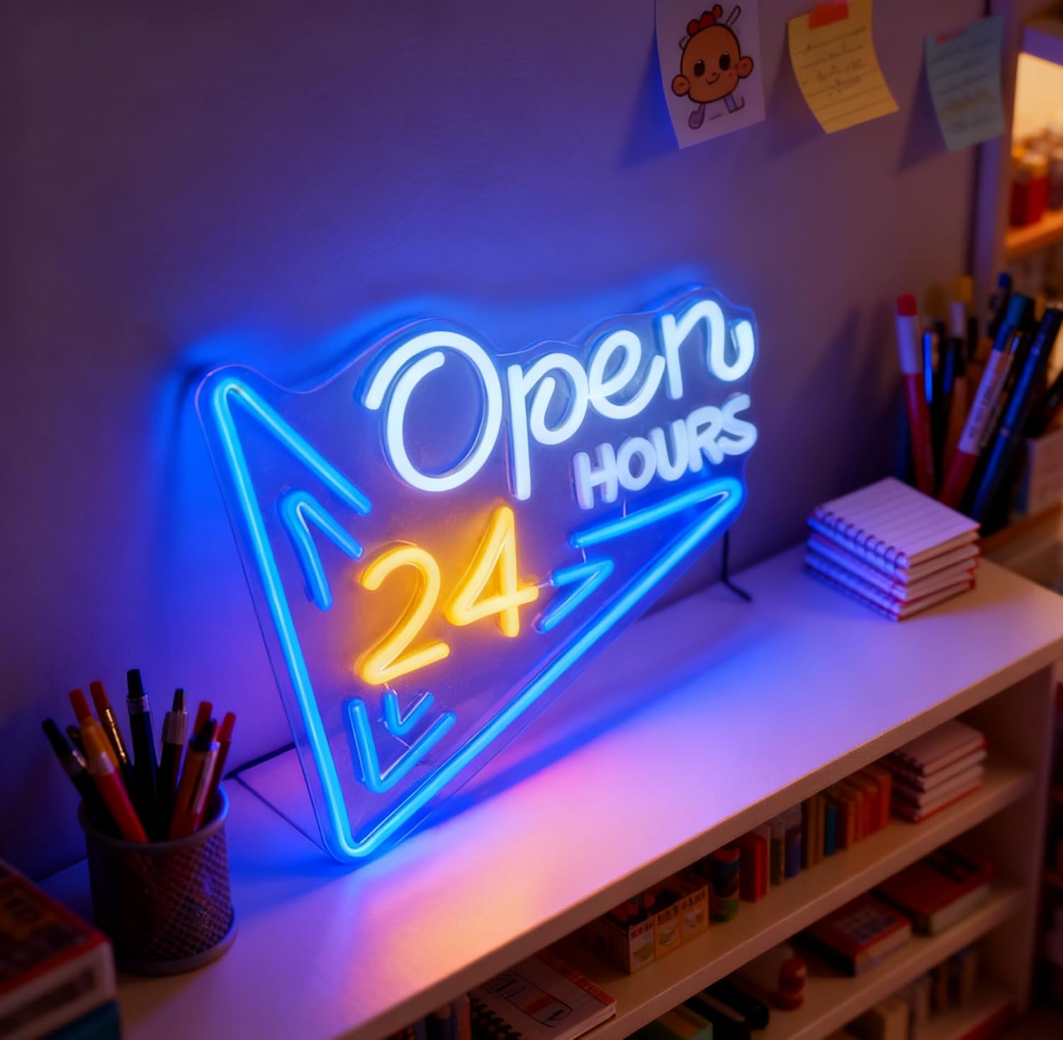  24 Hours Open Neon Sign USB  - Decor Lighting Opening Hours recension och pris
