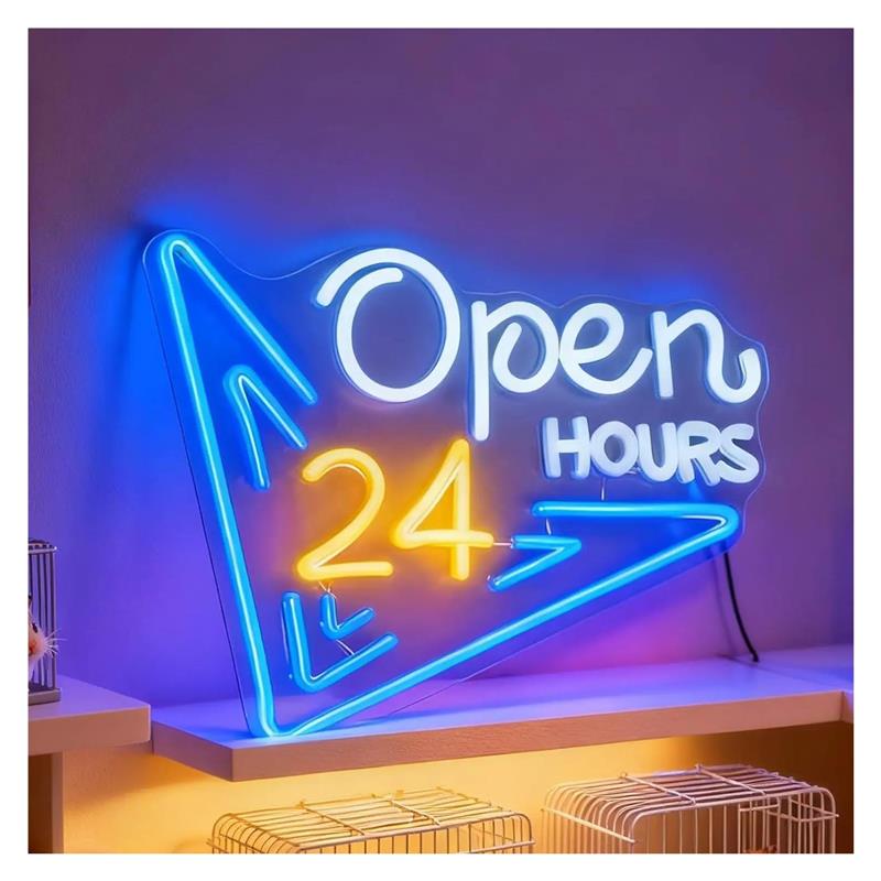 Open 24 Hours Neon Sign USB Po - Decor Lighting Opening Hours recension och pris