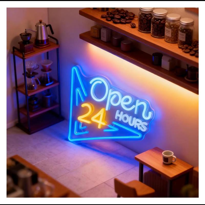 Open 24 Hours Neon Sign USB Po - Decor Lighting Opening Hours recension och pris