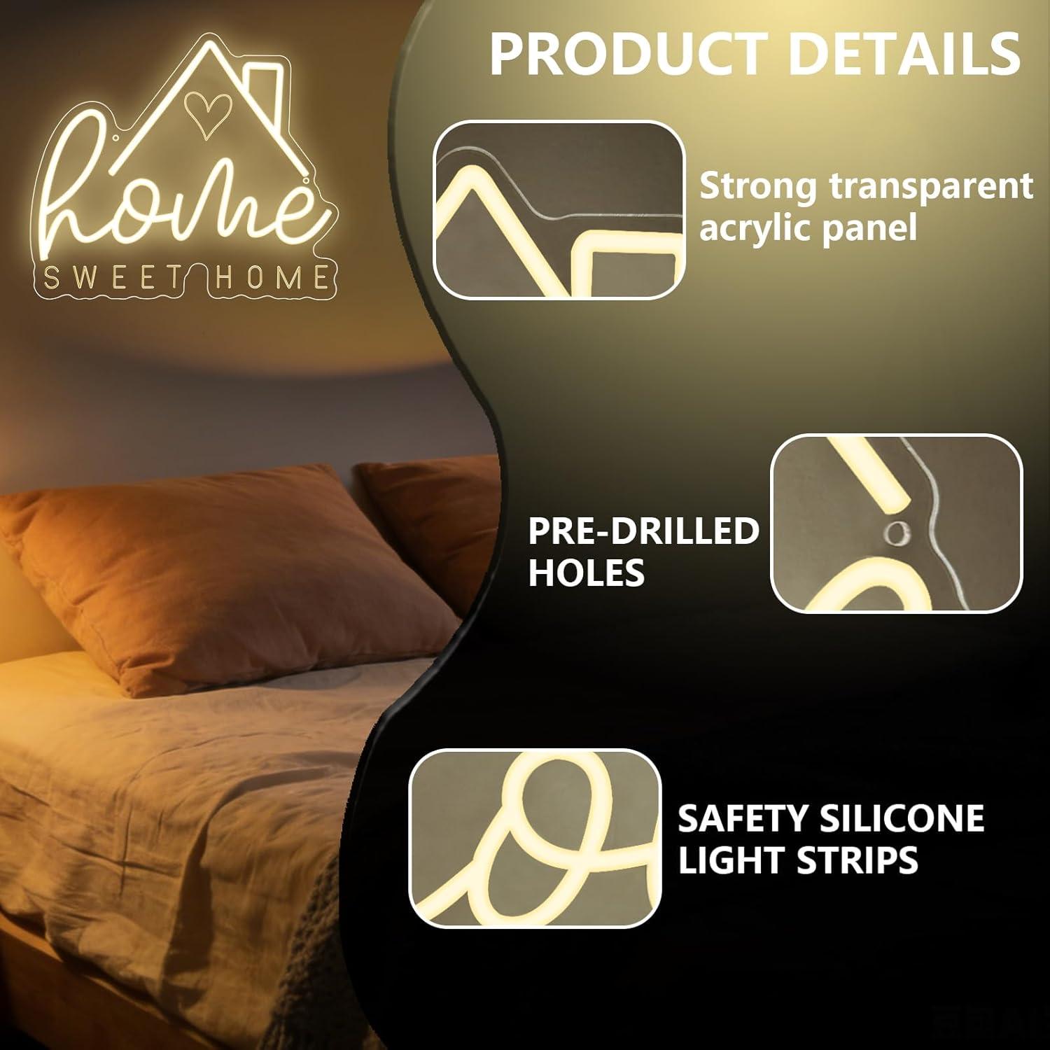 Sweet Home Neon Sign USB Dimma - Lighting Decor For Living Room recension och pris