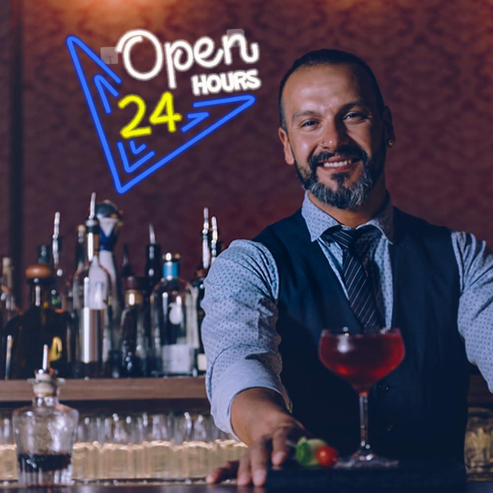Open 24 Hours Neon Sign Dimmab - Decor Lighting Opening Hours recension och pris