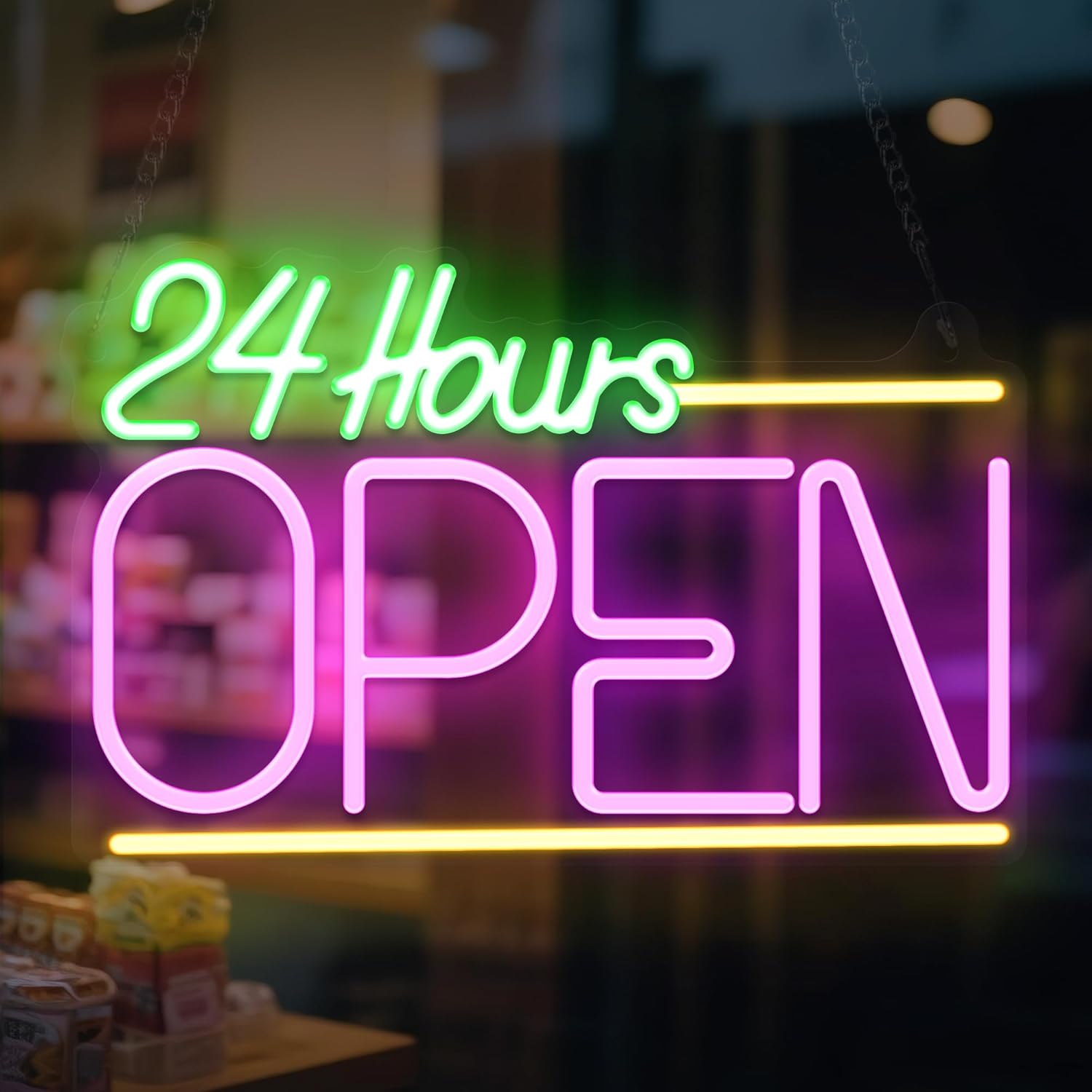 Open 24 Hours Neon Sign USB LE - Decor Lighting Opening Hours recension och pris