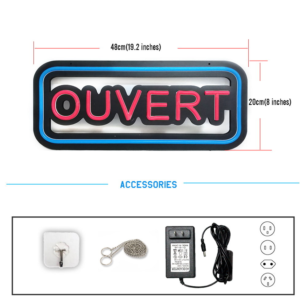 48x 20cm 'OUVERT' Neon Lights  - Decor Lighting Opening Hours recension och pris