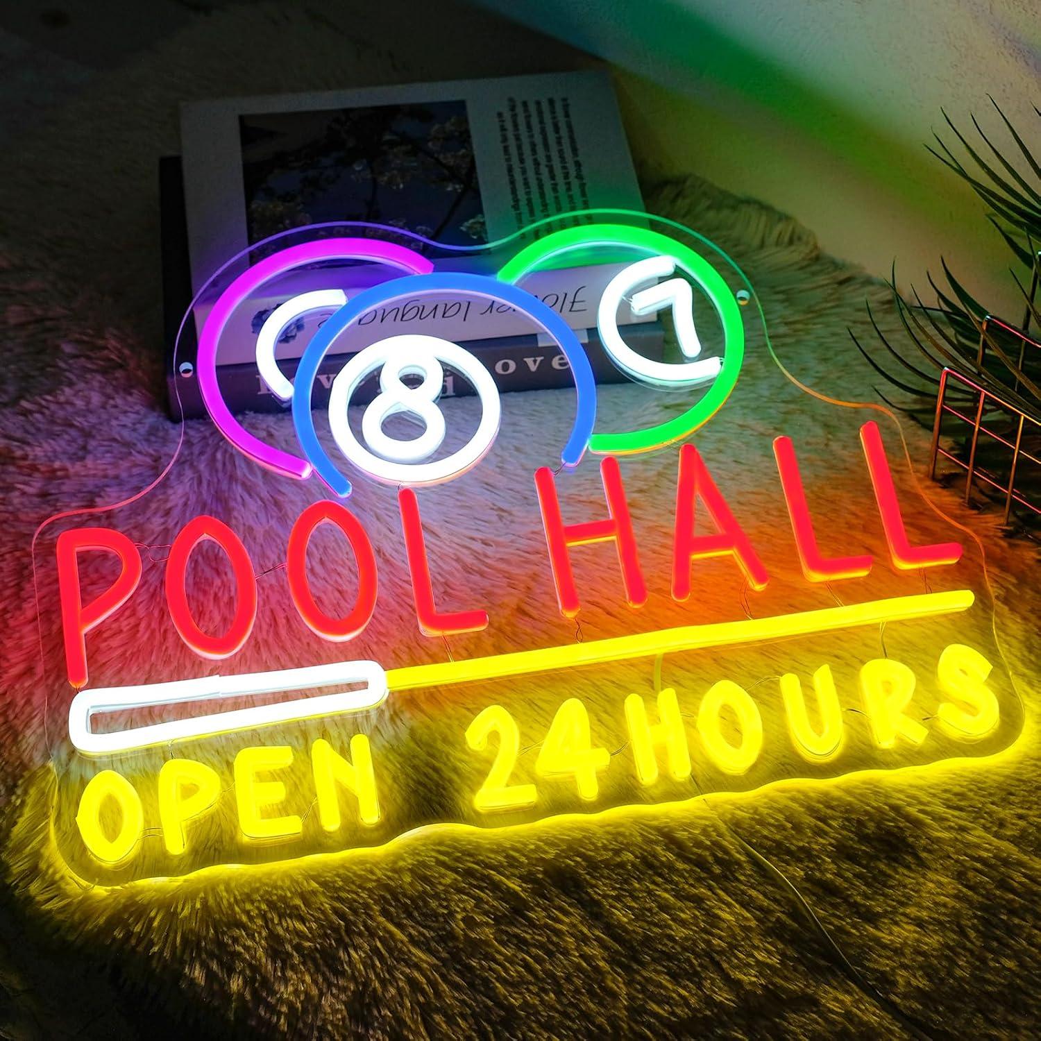 Pool Hall Open 24 Hours Neon S - Decor Lighting Opening Hours recension och pris