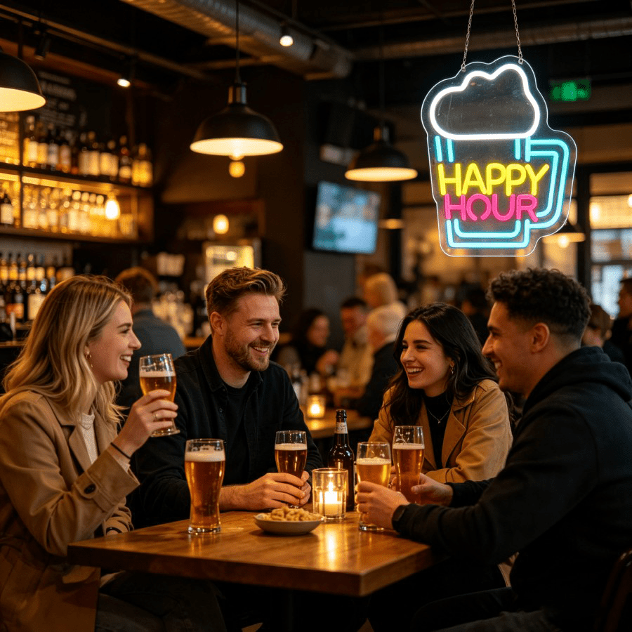 Happy Hour Beer Mug LED Wall L - Decor Lighting Opening Hours recension och pris