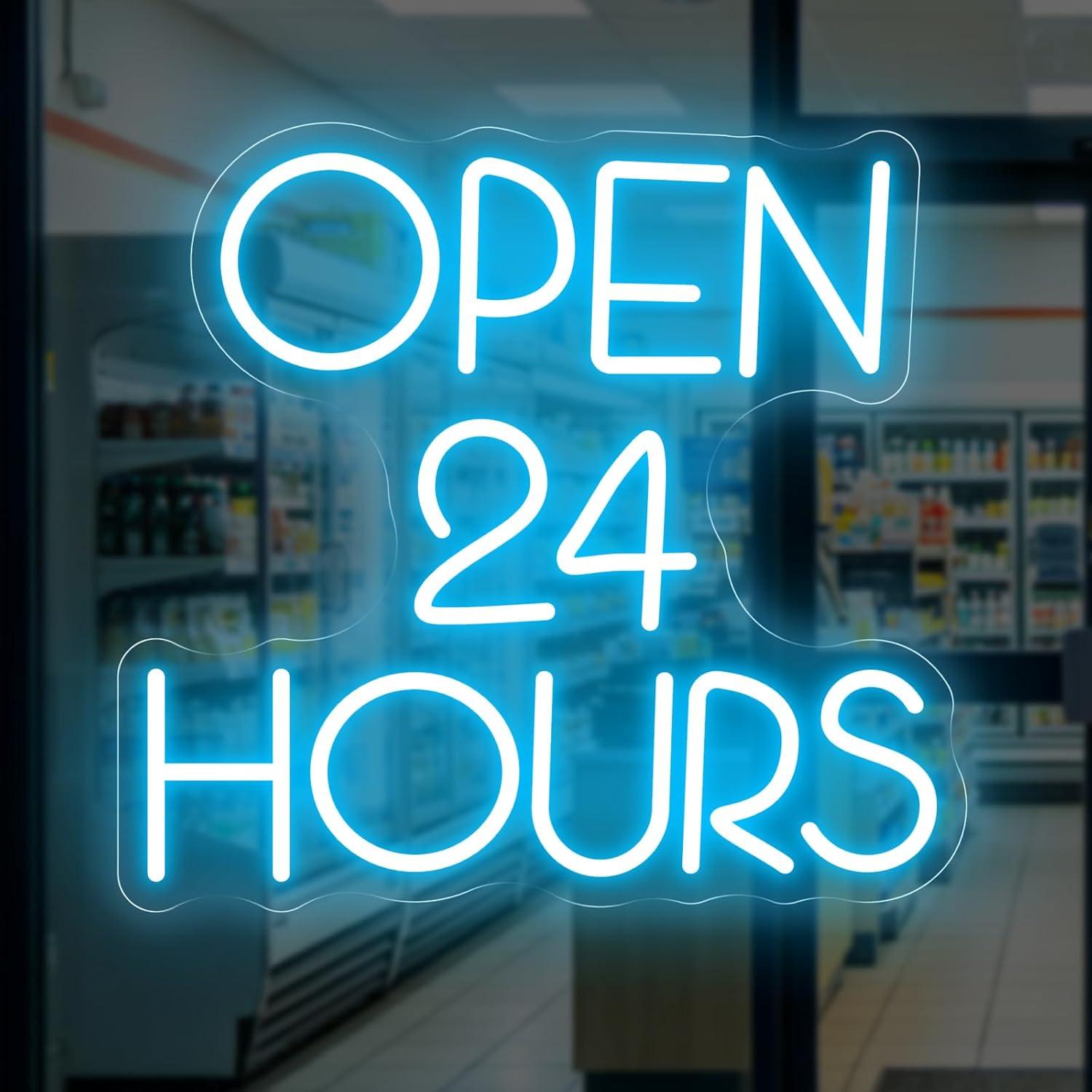 Open 24 Hours Neon Sign USB Di - Decor Lighting Opening Hours recension och pris