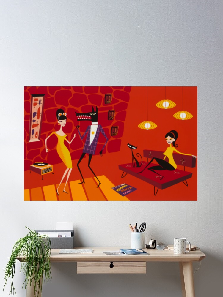 Josh Agle Bossa Nova Now Photo - Nova Decor & Lighting Vase Glass Brun 26Cm recension och pris