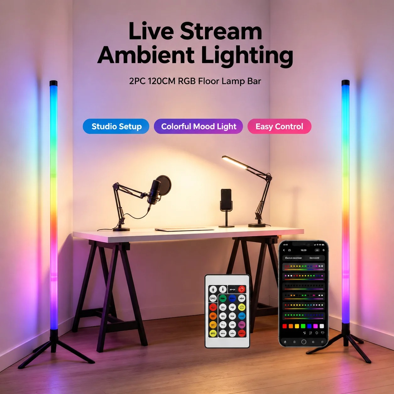 2PCS 120CM RGB Floor Lamp, Sou - Lighting Decor For Room recension och pris
