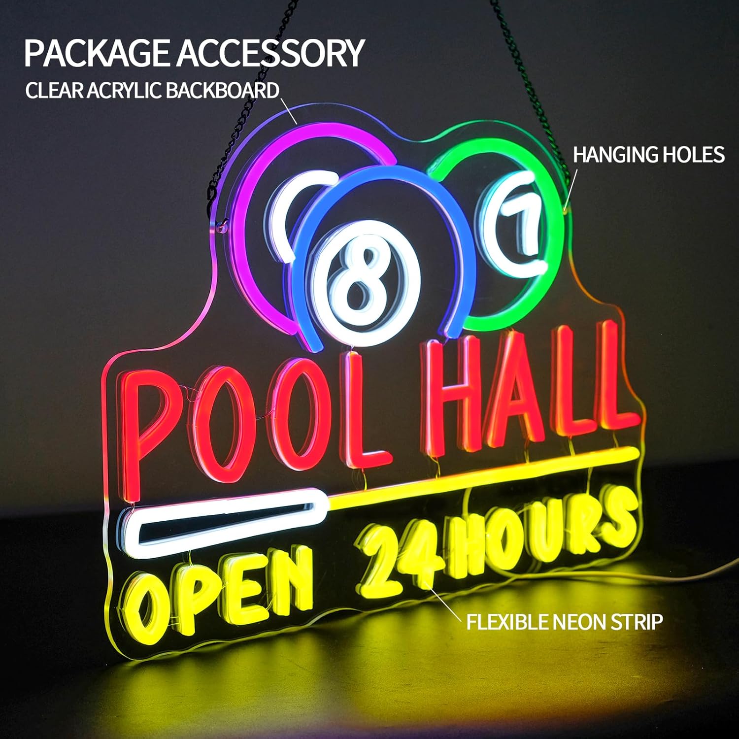 Pool Hall Open 24 Hours Neon S - Decor Lighting Opening Hours recension och pris