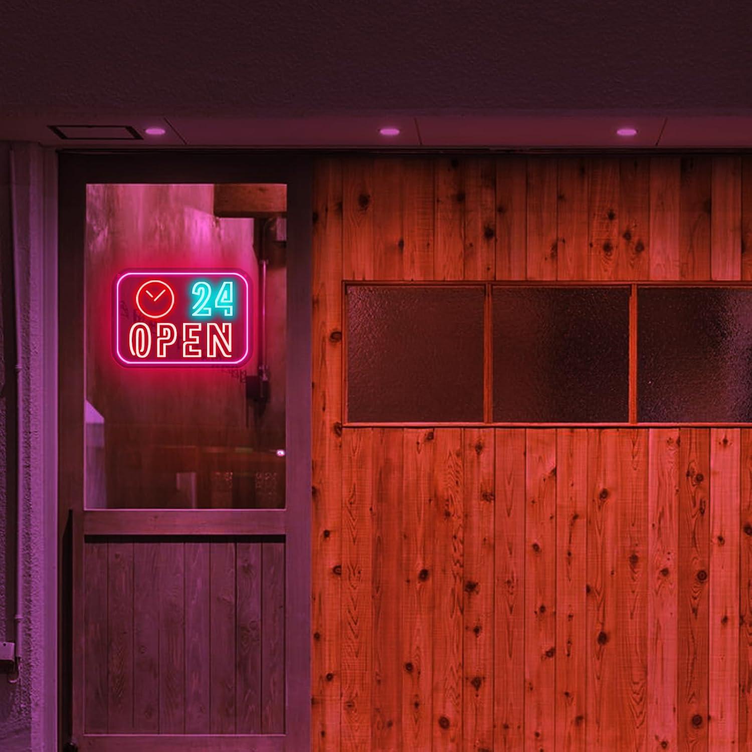 Clock 24 Hours Open Neon Sign  - Decor Lighting Opening Hours recension och pris
