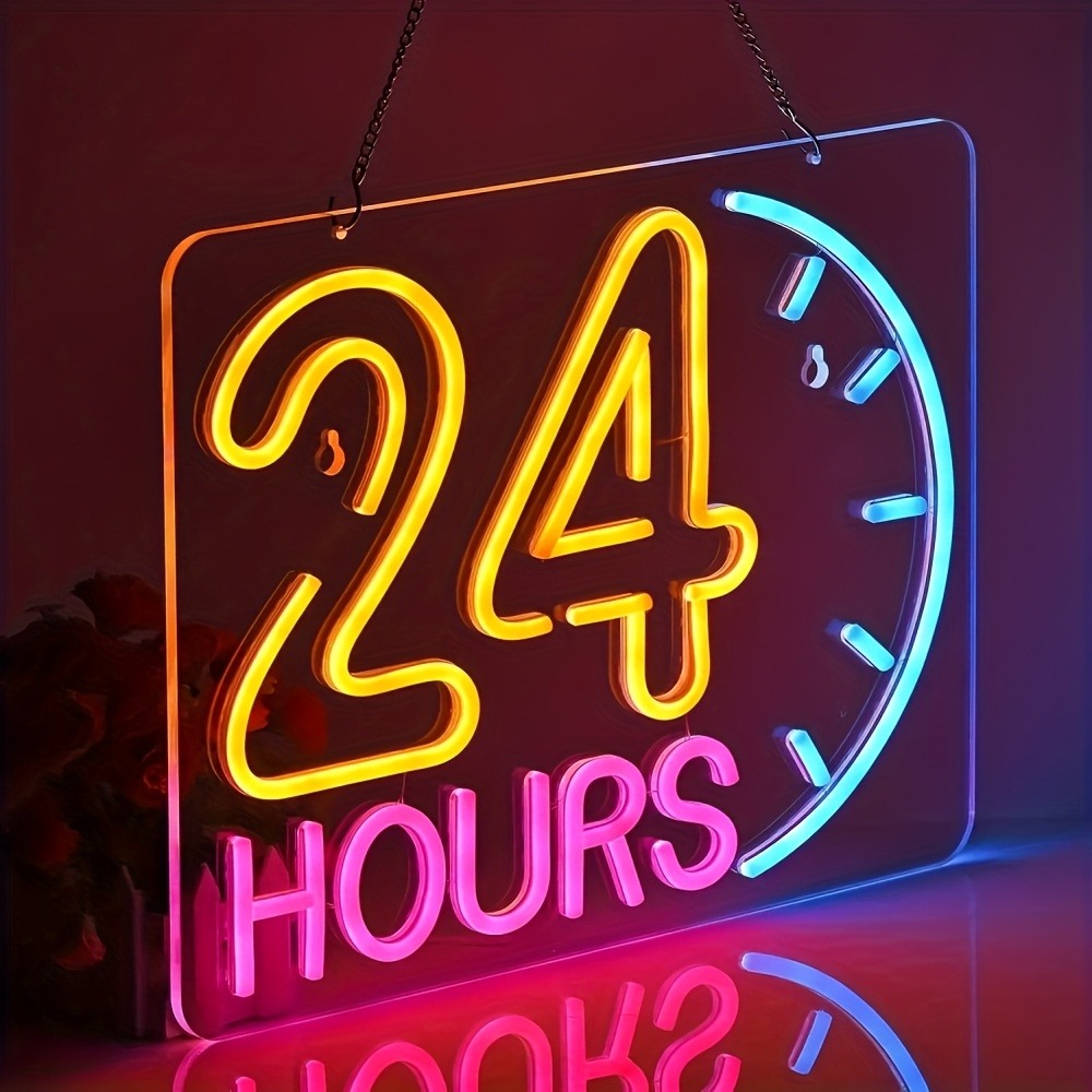 24-Hour LED Neon Sign, USB Pow - Decor Lighting Opening Hours recension och pris