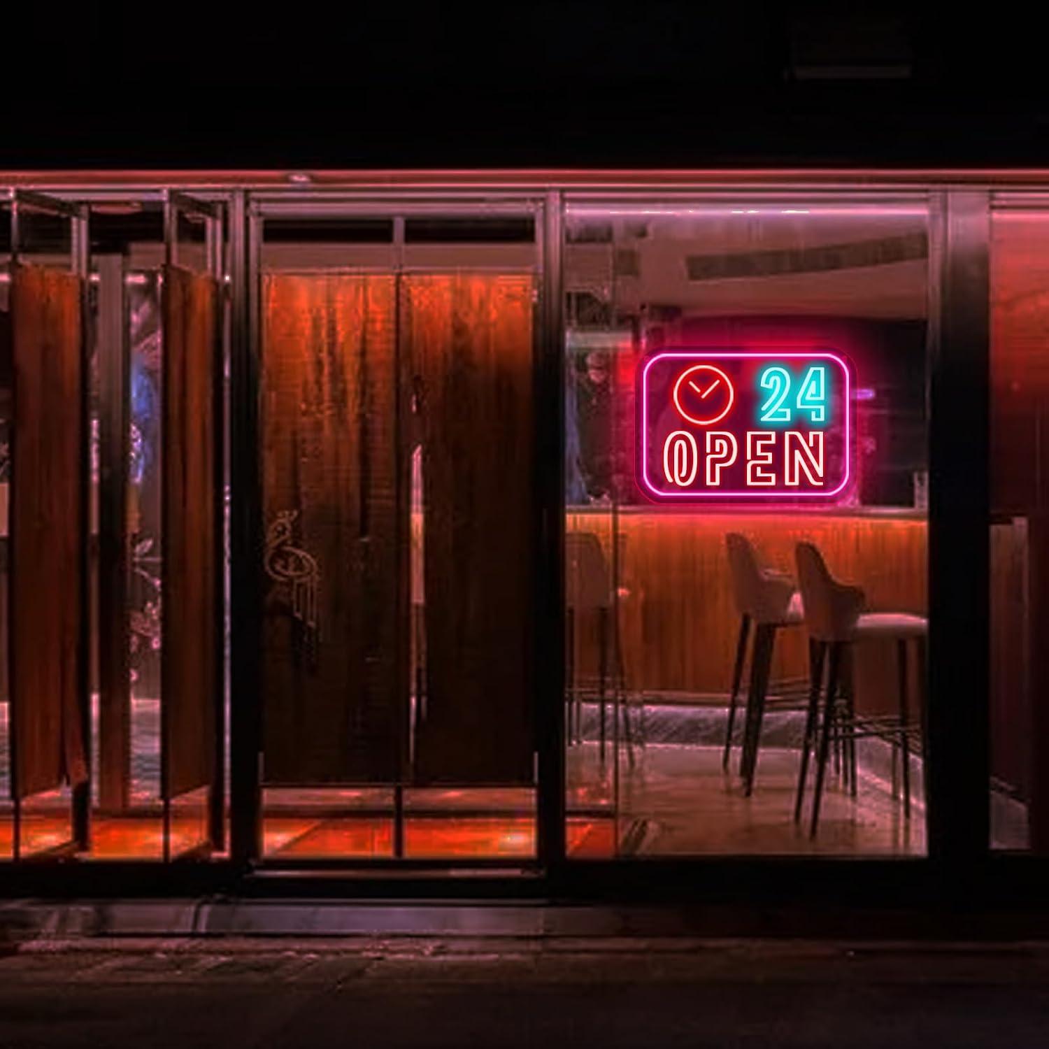 Clock 24 Hours Open Neon Sign  - Decor Lighting Opening Hours recension och pris